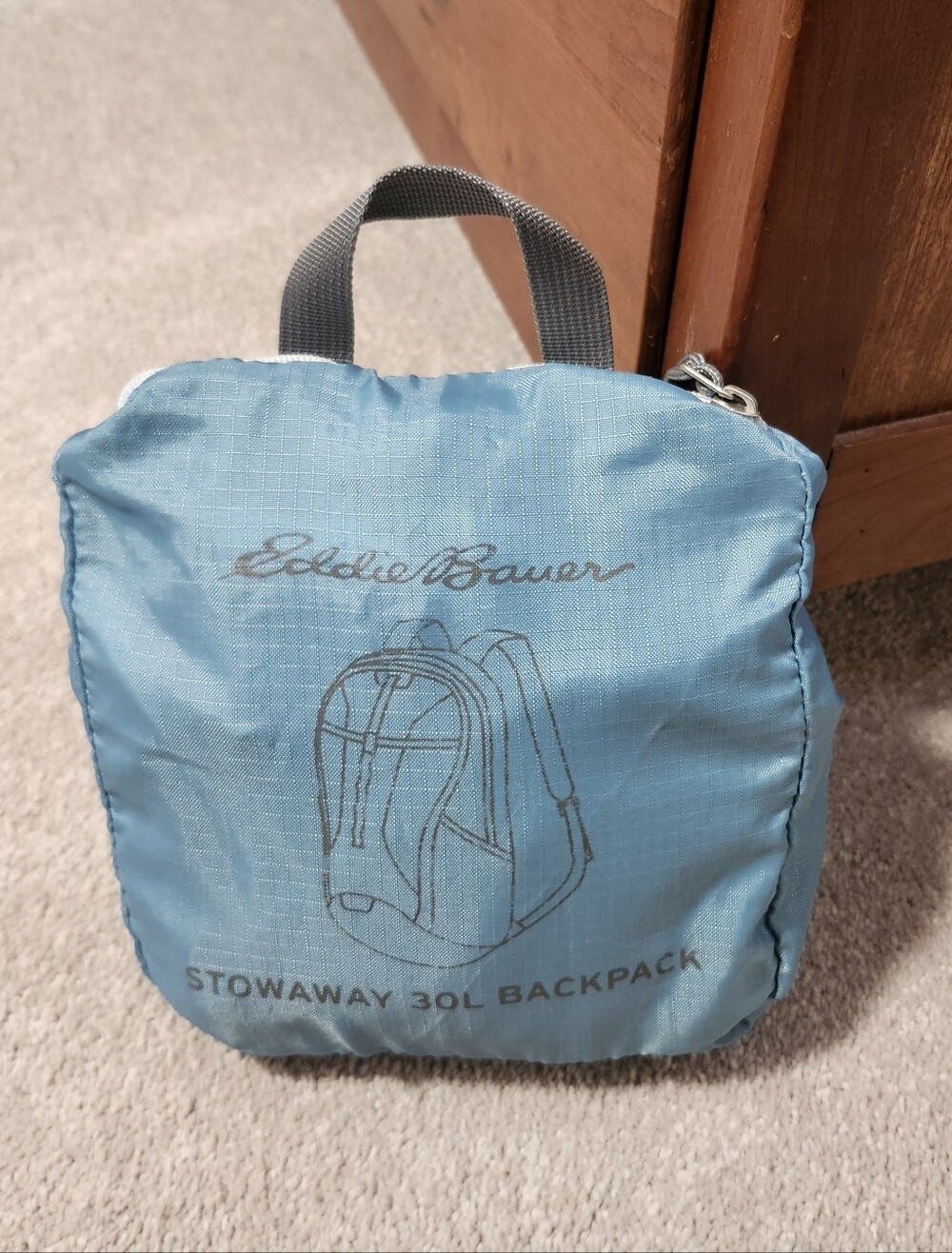 Eddie Bauer Light Blue Stowaway Packable Blue Backpack 30L